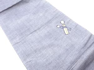 手織り紬パッチワークこけし模様袋帯